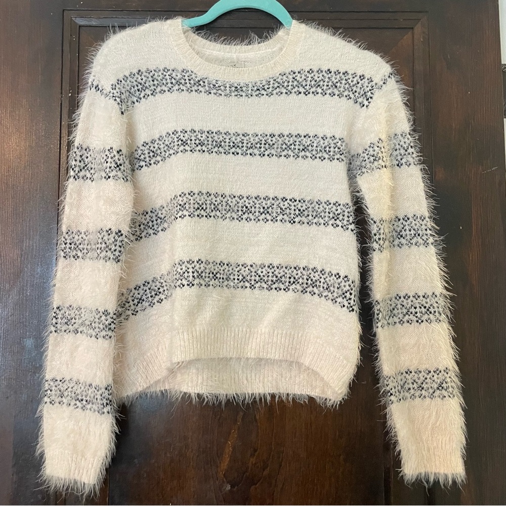 Lucky Brand Cream and black Patterned Sweater